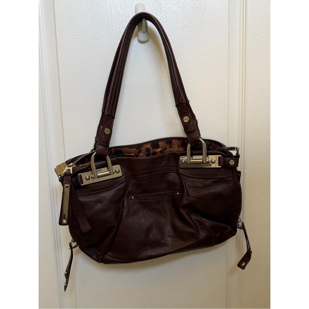 Gorgeous B. Makowsky shoulder bag chocolate brown leather - Picture 2 of 16